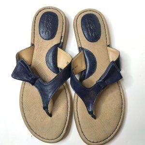Boc Born Blue leather Bow Trim Sandal Flip Flop